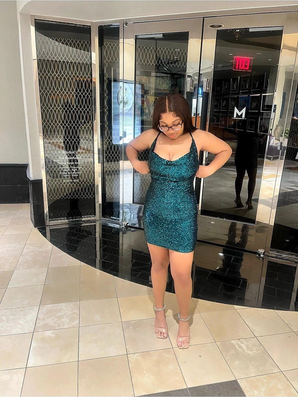Sequin Mini Dress in Green Like New